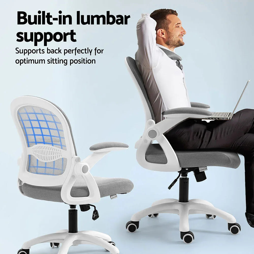 Artiss 2x Mesh Office Chair Computer Gaming Desk Chairs Work Study Mid Back Grey - Mekamart Australia