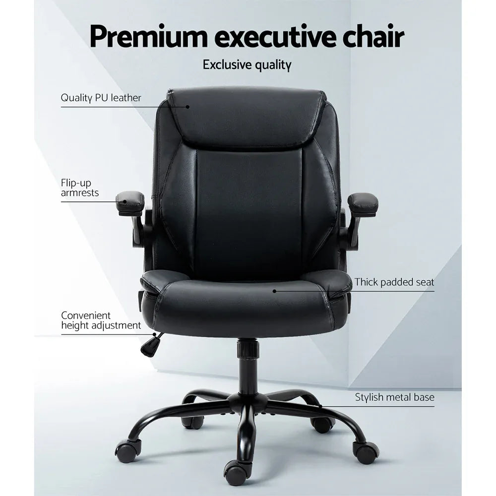 Artiss Executive Office Chair Mid Back Black - Mekamart Australia