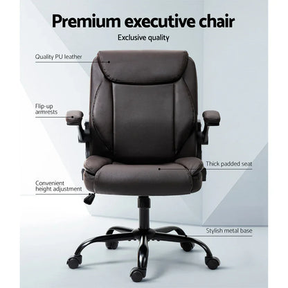 Artiss Executive Office Chair Mid Back Brwon - Mekamart Australia