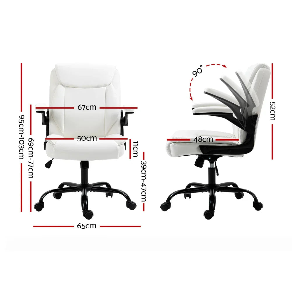 Artiss Executive Office Chair Mid Back White - Mekamart Australia