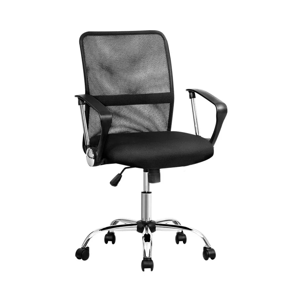 Artiss Mesh Office Chair Mid Back Black - Mekamart Australia