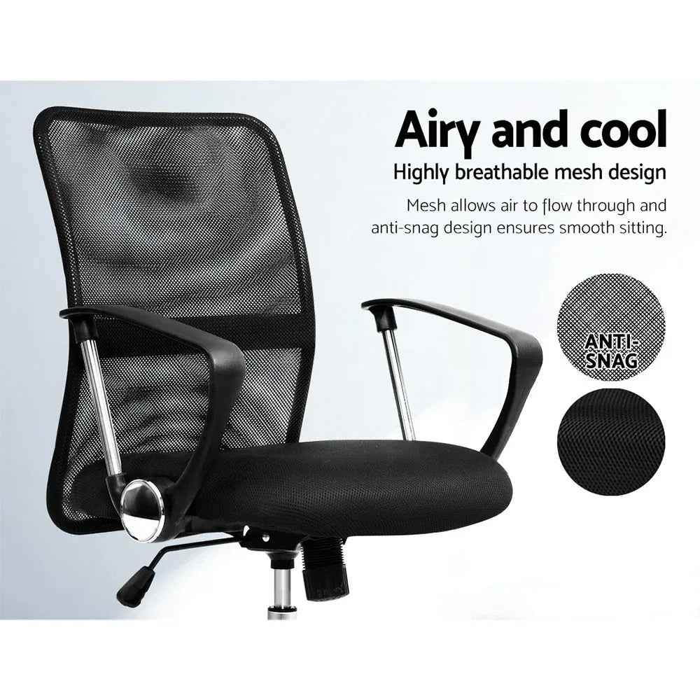 Artiss Mesh Office Chair Mid Back Black - Mekamart Australia