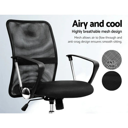 Artiss Mesh Office Chair Mid Back Black - Mekamart Australia