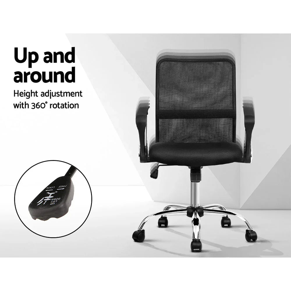Artiss Mesh Office Chair Mid Back Black - Mekamart Australia