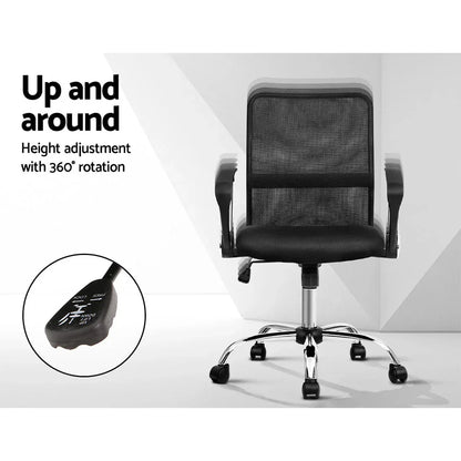 Artiss Mesh Office Chair Mid Back Black - Mekamart Australia