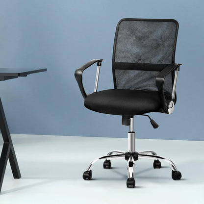 Artiss Mesh Office Chair Mid Back Black - Mekamart Australia