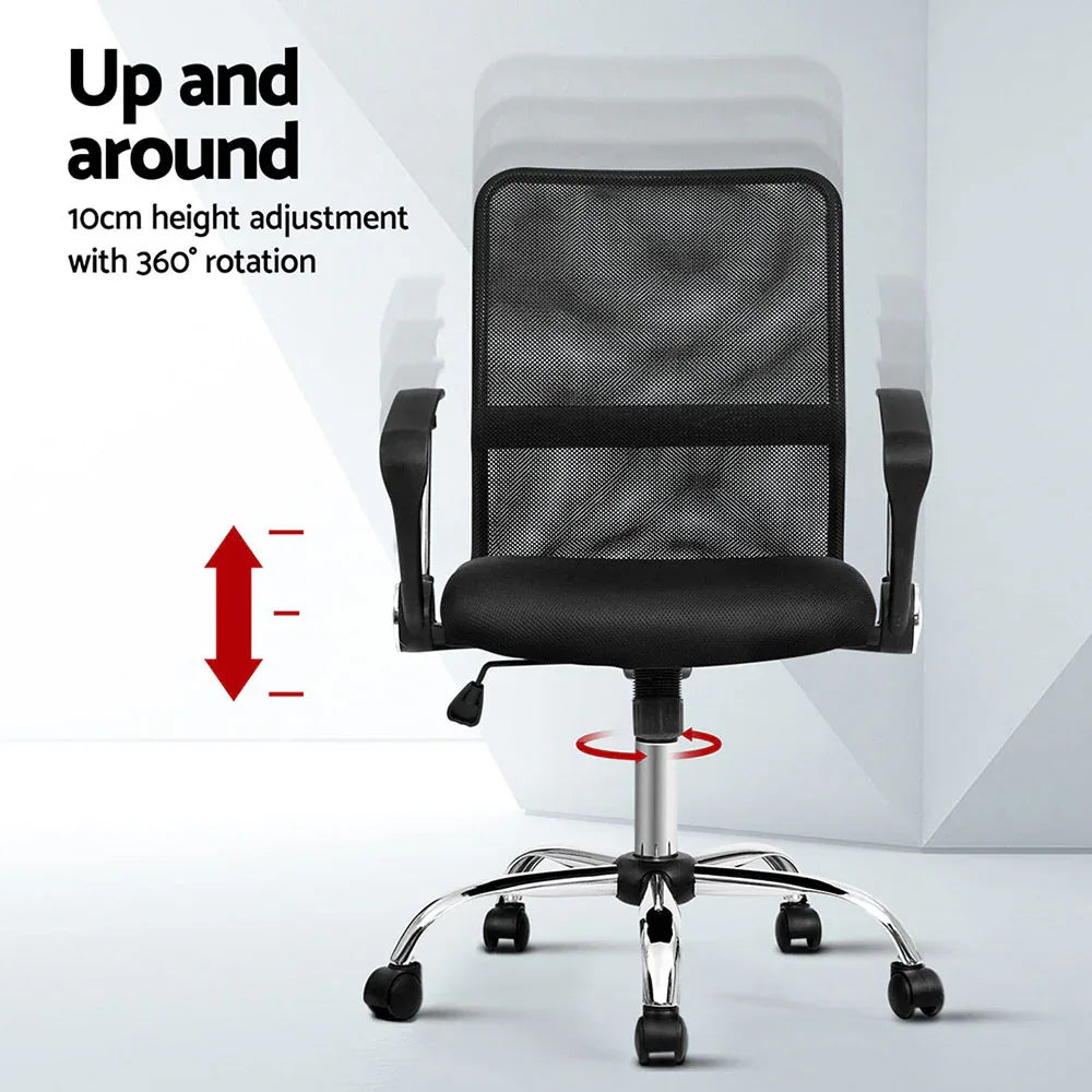 Artiss 2x Mesh Office Chair Mid Back Black - Mekamart Australia