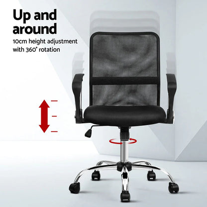 Artiss 2x Mesh Office Chair Mid Back Black - Mekamart Australia