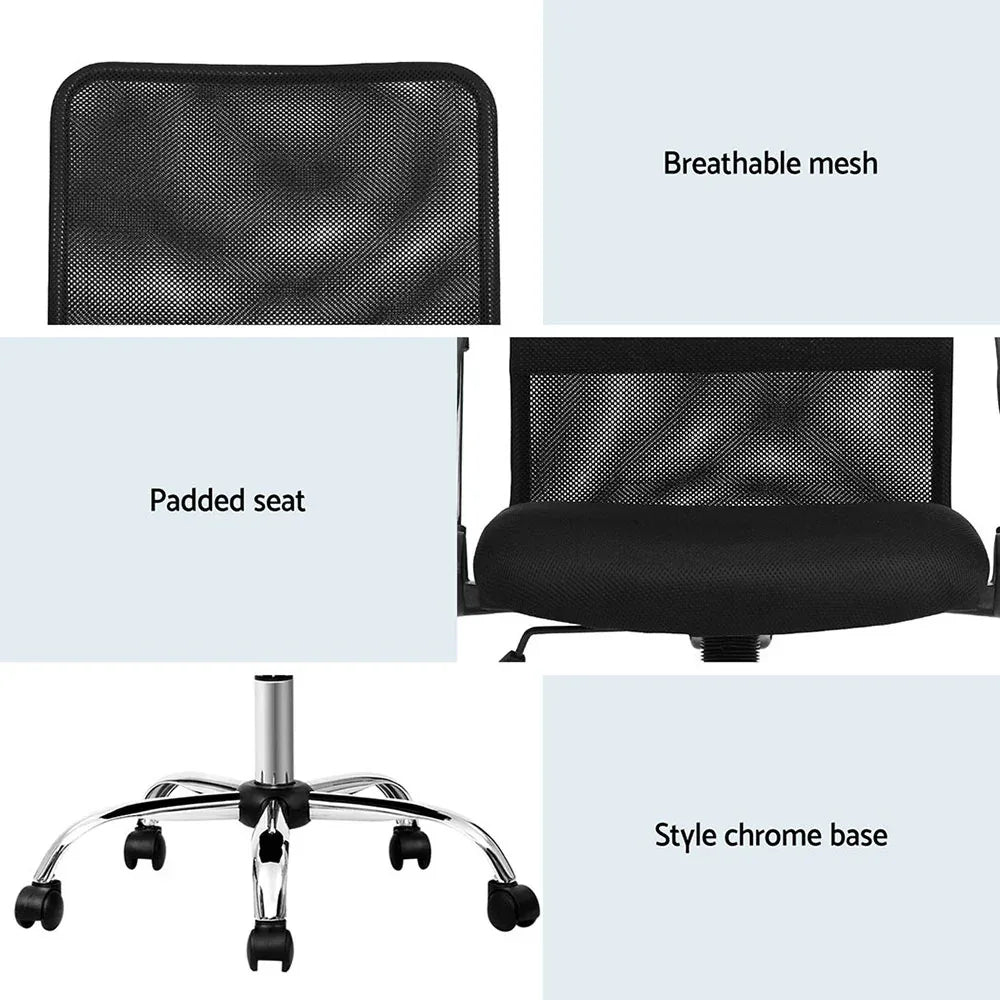 Artiss 2x Mesh Office Chair Mid Back Black - Mekamart Australia