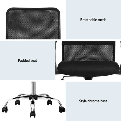Artiss 2x Mesh Office Chair Mid Back Black - Mekamart Australia