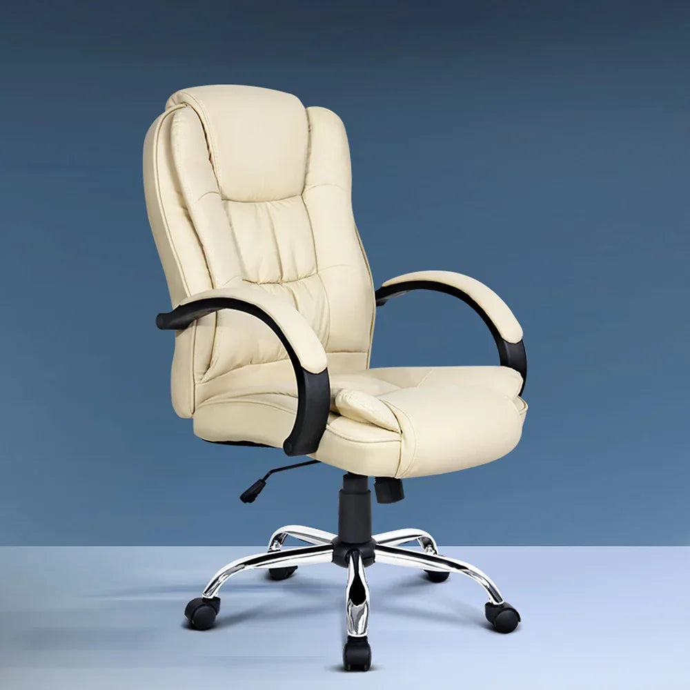 Artiss Executive Office Chair Leather Tilt Beige - Mekamart Australia