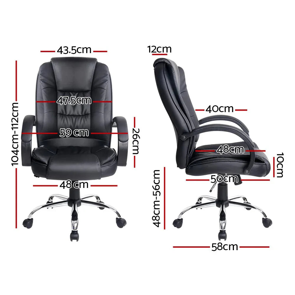Artiss Executive Office Chair Leather Tilt Black - Mekamart Australia