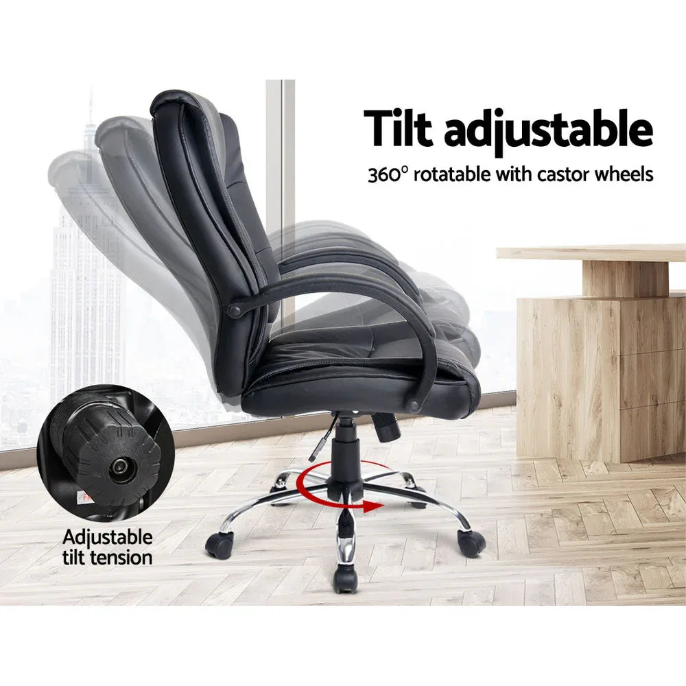 Artiss Executive Office Chair Leather Tilt Black - Mekamart Australia