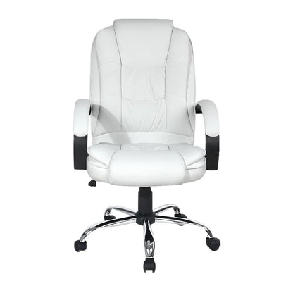 Artiss Executive Office Chair Leather Tilt White - Mekamart Australia