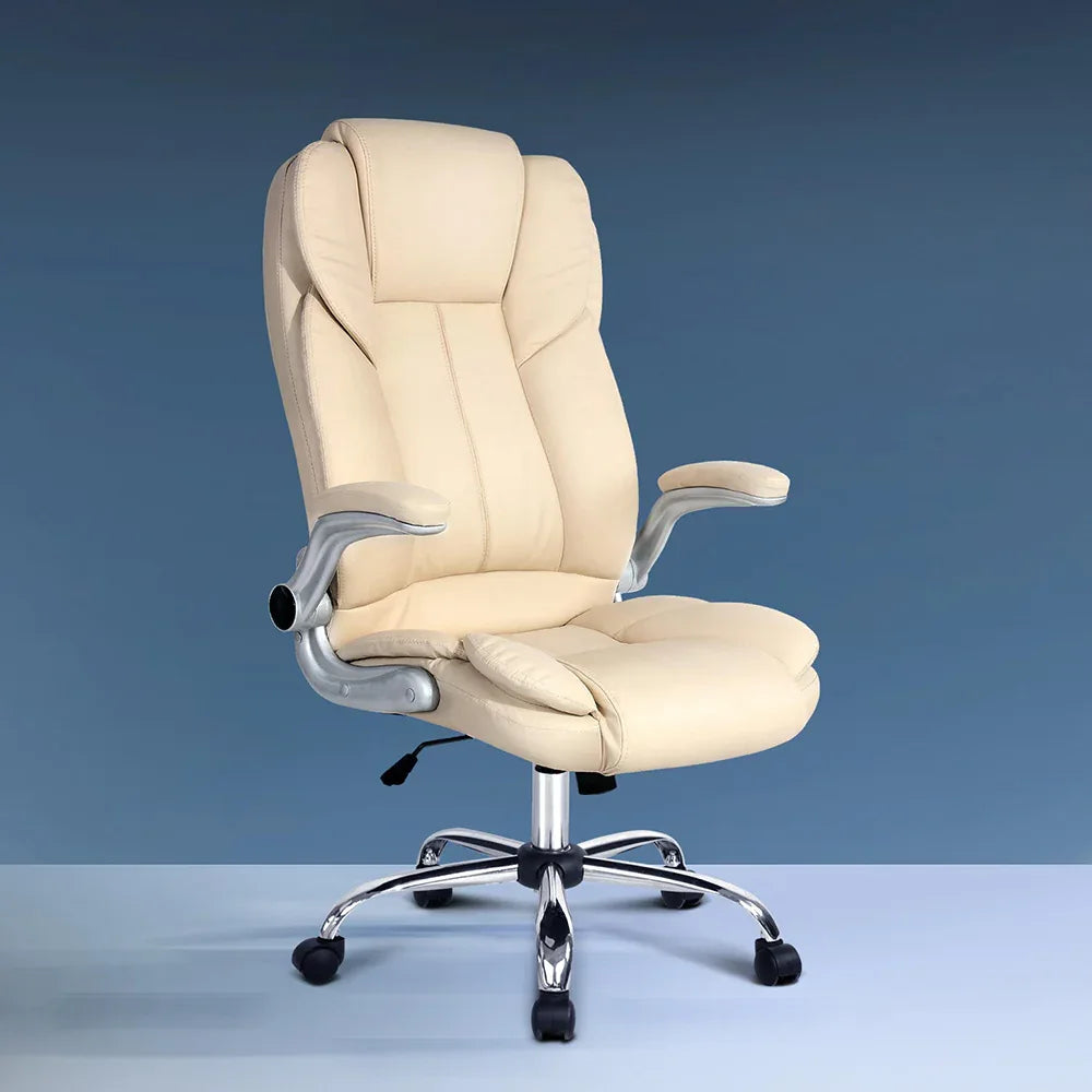 Artiss Executive Office Chair Leather Tilt Beige - Mekamart Australia