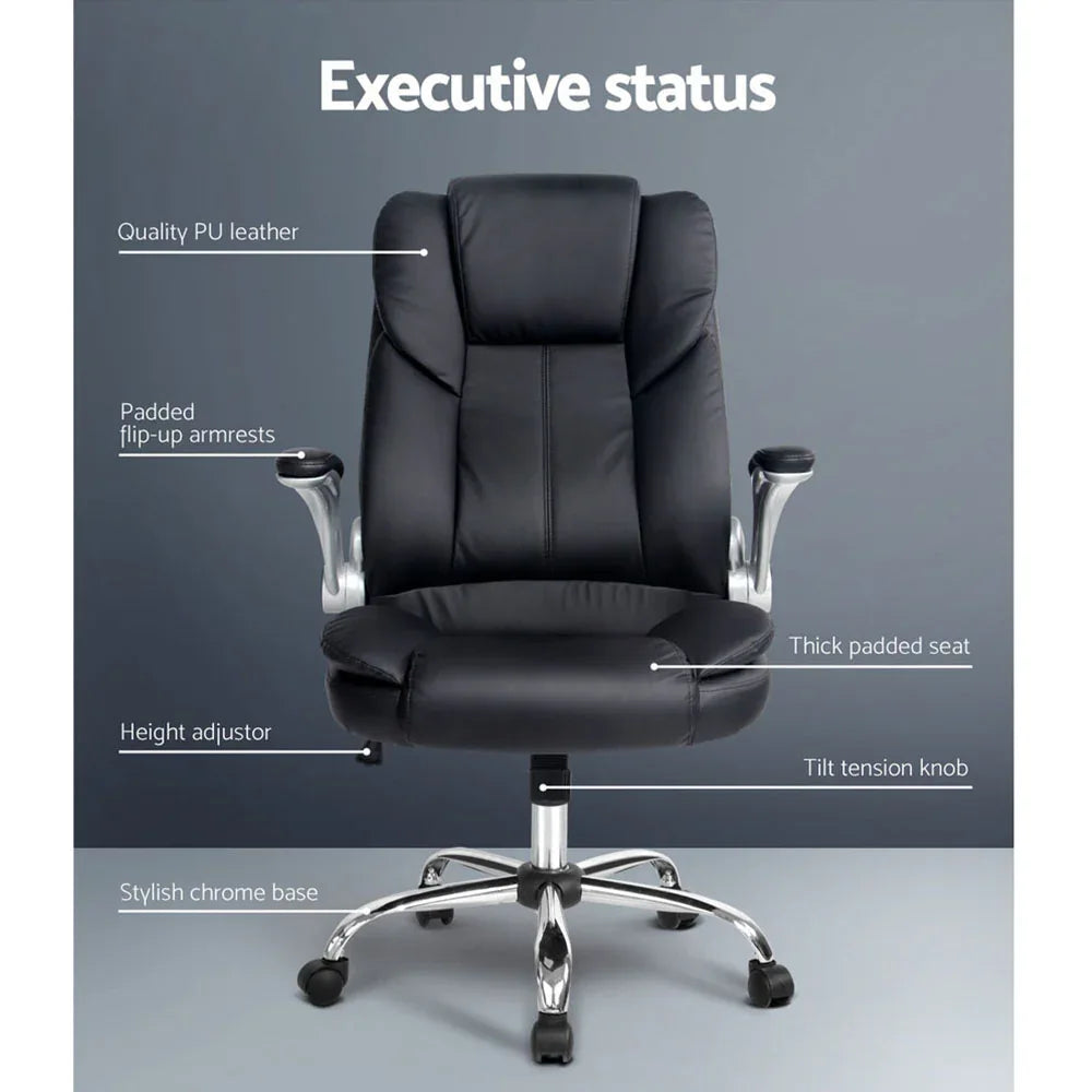 Artiss Executive Office Chair Leather Tilt Black - Mekamart Australia