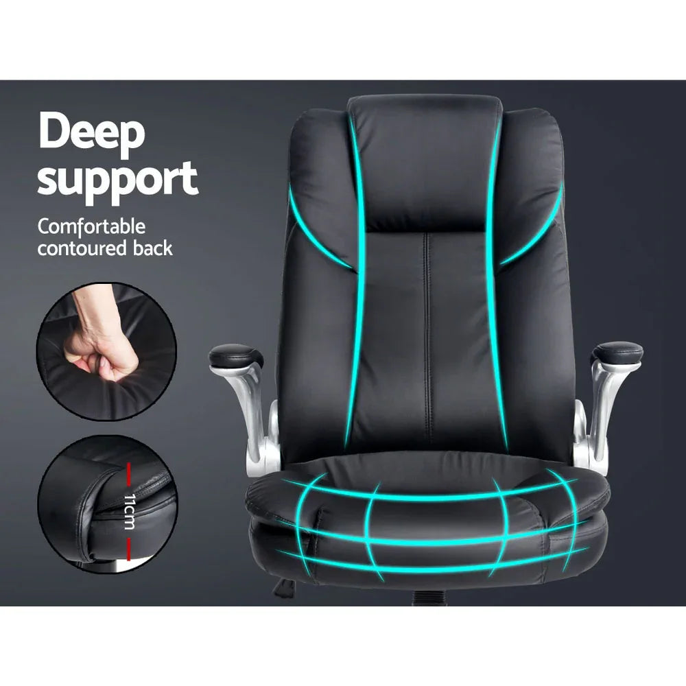 Artiss Executive Office Chair Leather Tilt Black - Mekamart Australia