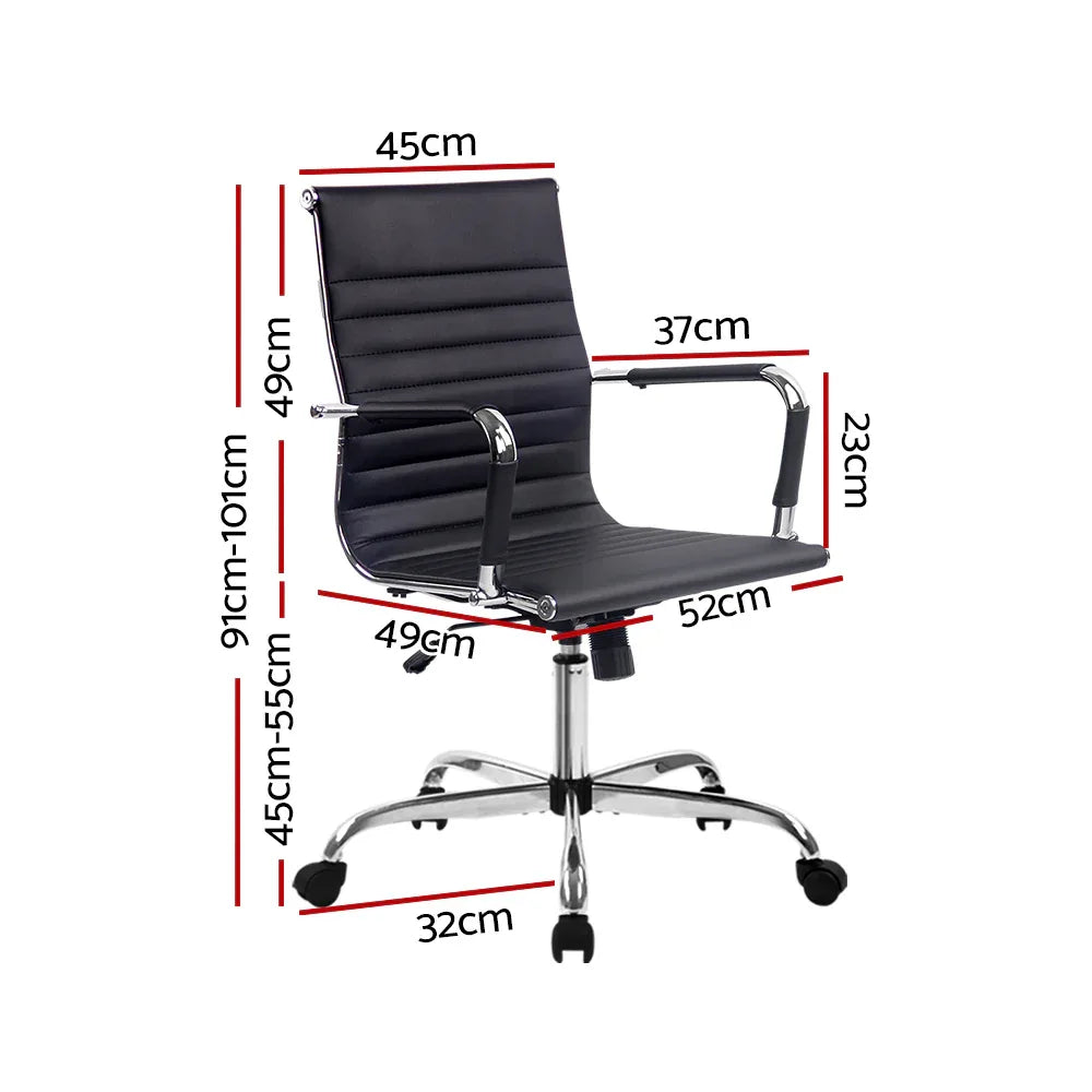 Artiss Office Chair Conference Chairs PU Leather Mid Back Black - Mekamart Australia