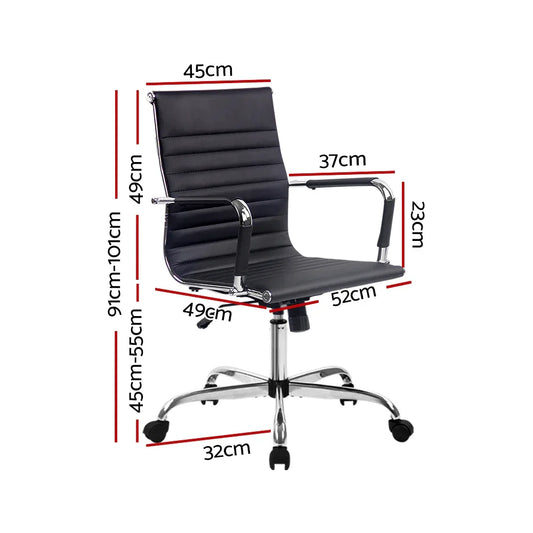 Artiss Office Chair Conference Chairs PU Leather Mid Back Black - Mekamart Australia