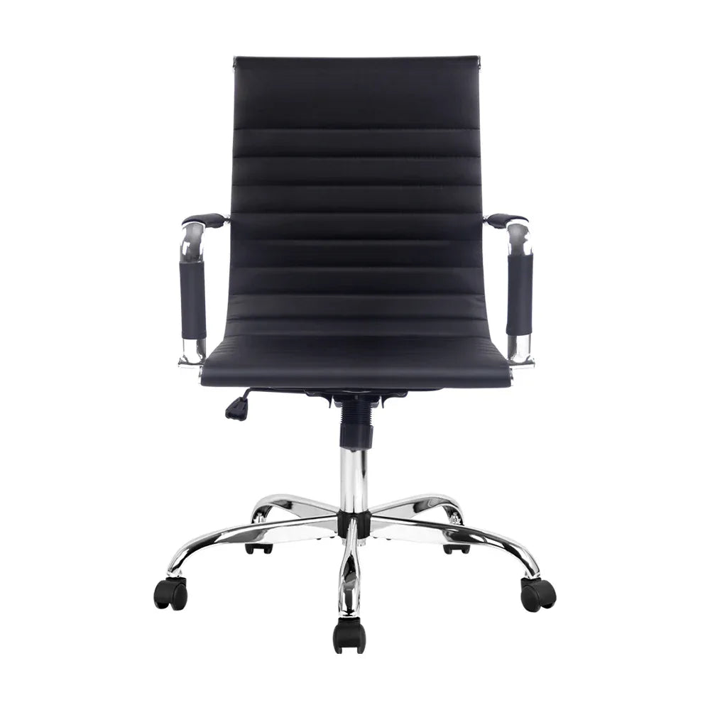 Artiss Office Chair Conference Chairs PU Leather Mid Back Black - Mekamart Australia