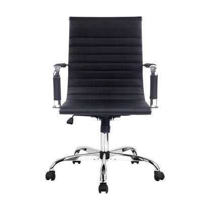 Artiss Office Chair Conference Chairs PU Leather Mid Back Black - Mekamart Australia