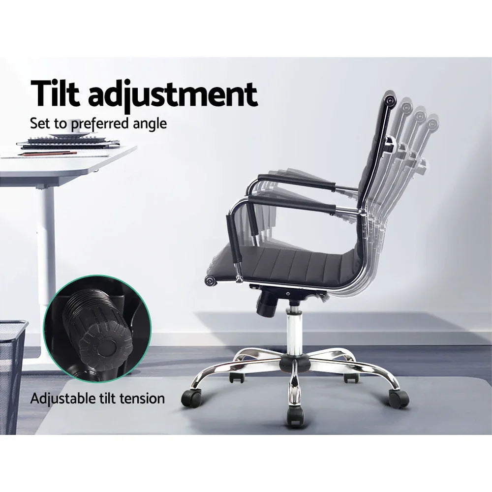 Artiss Office Chair Conference Chairs PU Leather Mid Back Black - Mekamart Australia