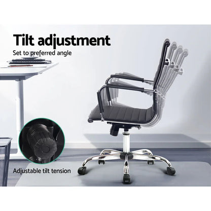 Artiss Office Chair Conference Chairs PU Leather Mid Back Black - Mekamart Australia