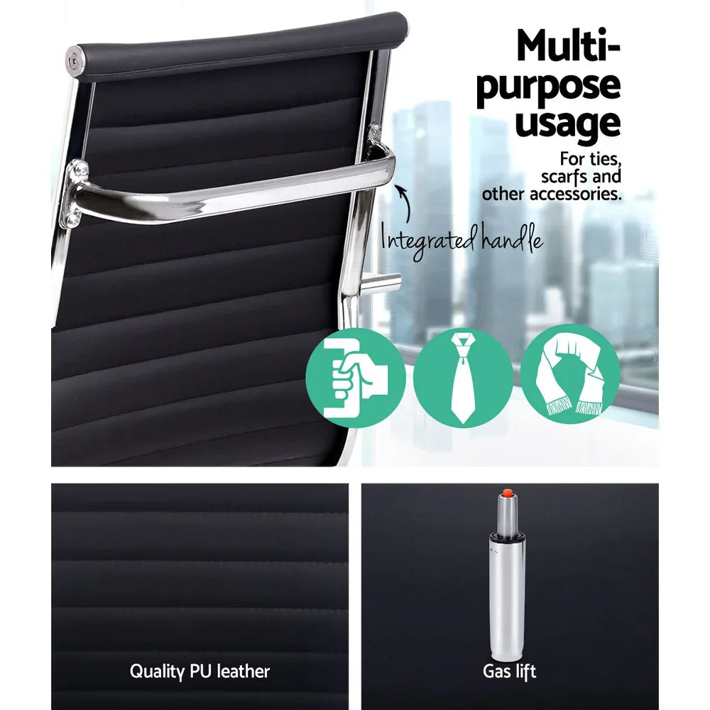 Artiss Office Chair Conference Chairs PU Leather Mid Back Black - Mekamart Australia