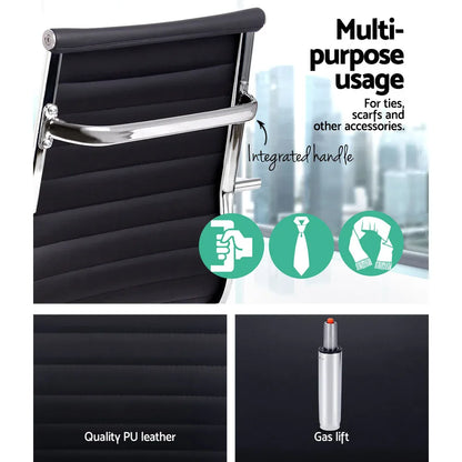 Artiss Office Chair Conference Chairs PU Leather Mid Back Black - Mekamart Australia
