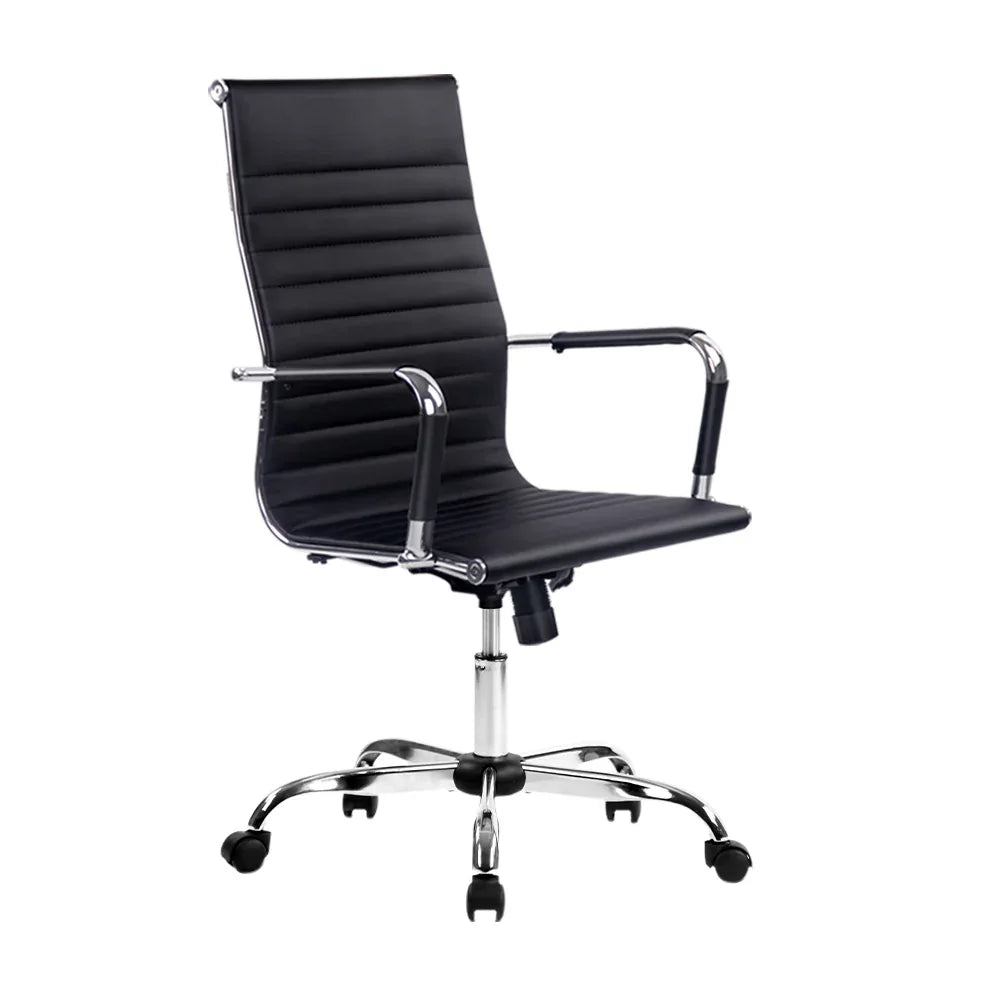 Artiss Office Chair Conference Chairs PU Leather High Back Black - Mekamart Australia