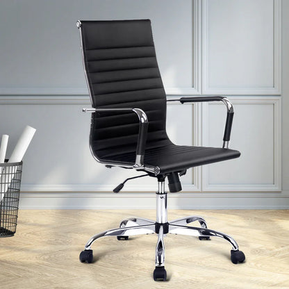 Artiss Office Chair Conference Chairs PU Leather High Back Black - Mekamart Australia