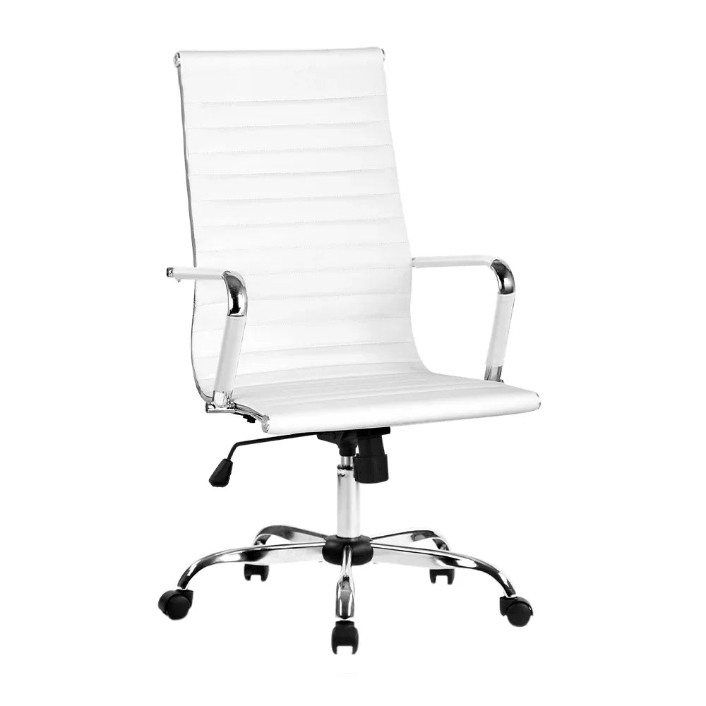 Artiss Office Chair Conference Chairs PU Leather High Back White - Mekamart Australia