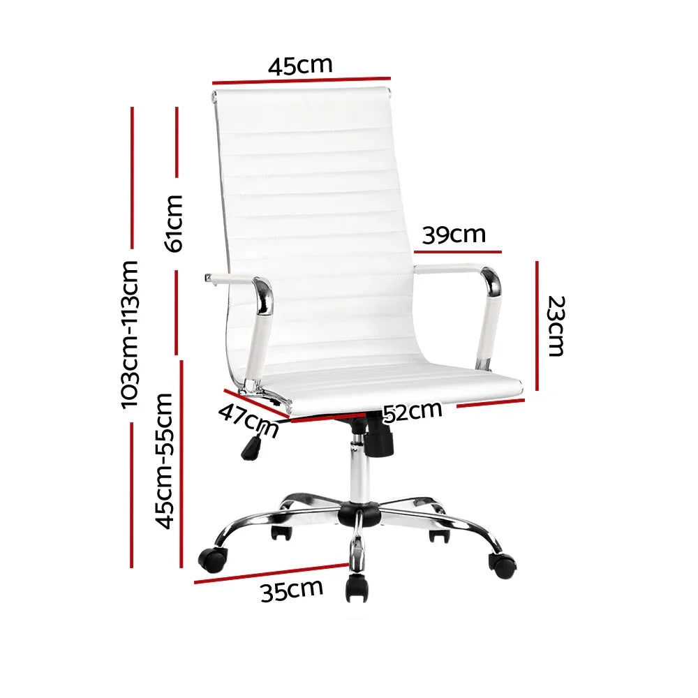 Artiss Office Chair Conference Chairs PU Leather High Back White - Mekamart Australia