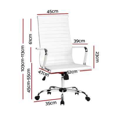 Artiss Office Chair Conference Chairs PU Leather High Back White - Mekamart Australia