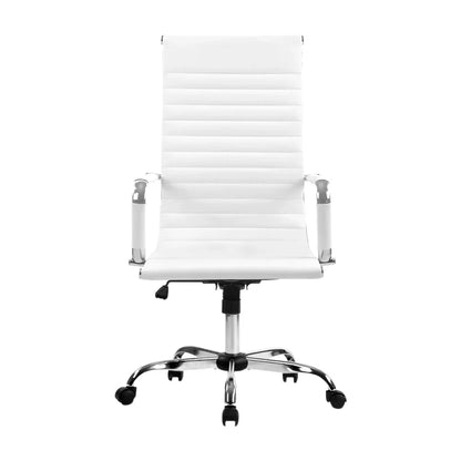 Artiss Office Chair Conference Chairs PU Leather High Back White - Mekamart Australia