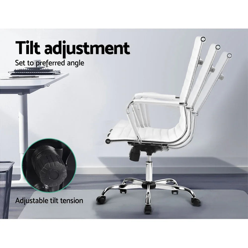 Artiss Office Chair Conference Chairs PU Leather High Back White - Mekamart Australia