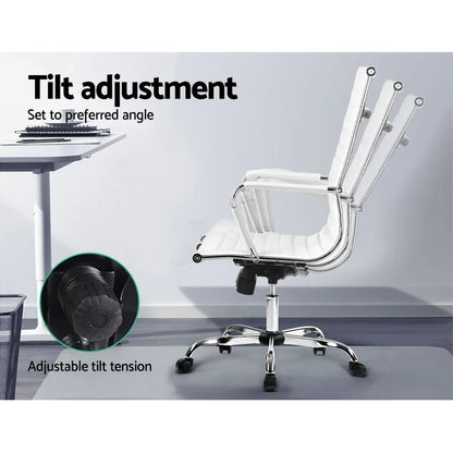 Artiss Office Chair Conference Chairs PU Leather High Back White - Mekamart Australia