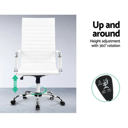 Artiss Office Chair Conference Chairs PU Leather High Back White - Mekamart Australia