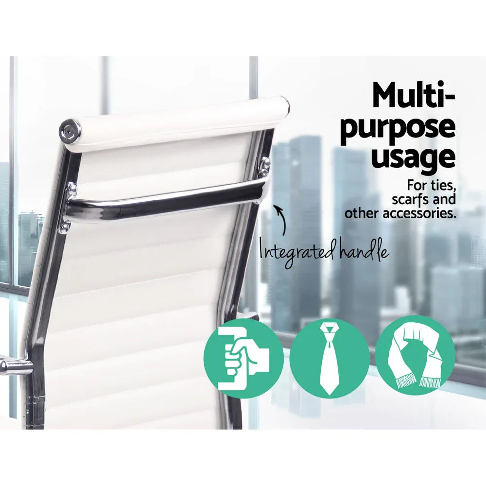 Artiss Office Chair Conference Chairs PU Leather High Back White - Mekamart Australia