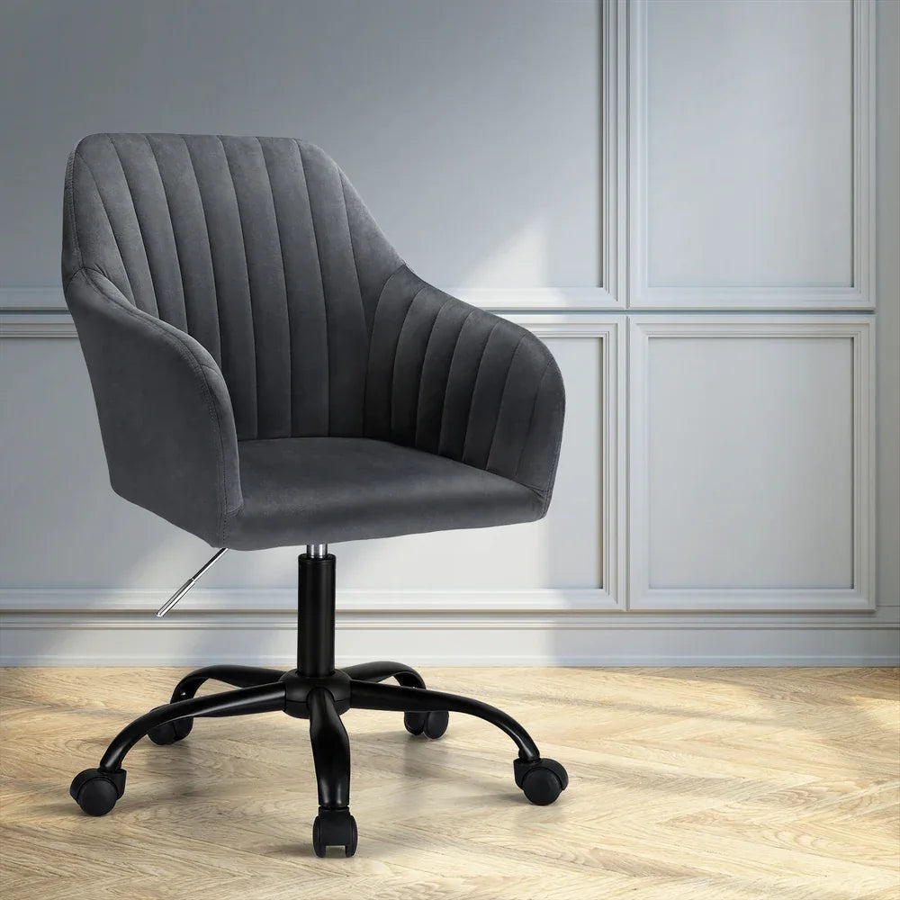 Artiss Office Chair Velvet Seat Dark Grey - Mekamart Australia
