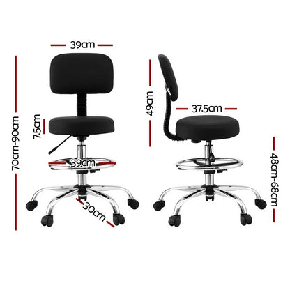 Artiss Office Chair Drafting Computer Standing Desk Chairs Ergonomic PU Black - Mekamart Australia
