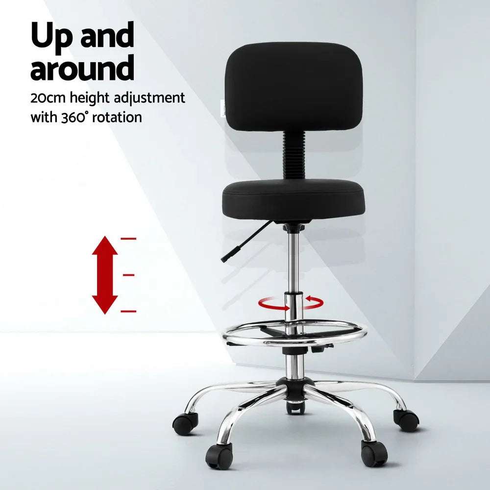 Artiss Office Chair Drafting Computer Standing Desk Chairs Ergonomic PU Black - Mekamart Australia