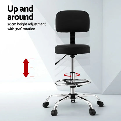 Artiss Office Chair Drafting Computer Standing Desk Chairs Ergonomic PU Black - Mekamart Australia