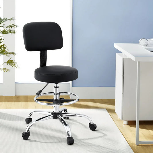 Artiss Office Chair Drafting Computer Standing Desk Chairs Ergonomic PU Black - Mekamart Australia