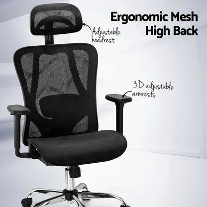 Artiss Ergonomic Office Chair Recline Black - Mekamart Australia