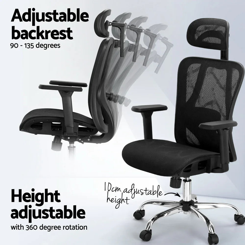 Artiss Ergonomic Office Chair Recline Black - Mekamart Australia