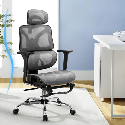 Artiss Ergonomic Office Chair Footrest Grey - Mekamart Australia