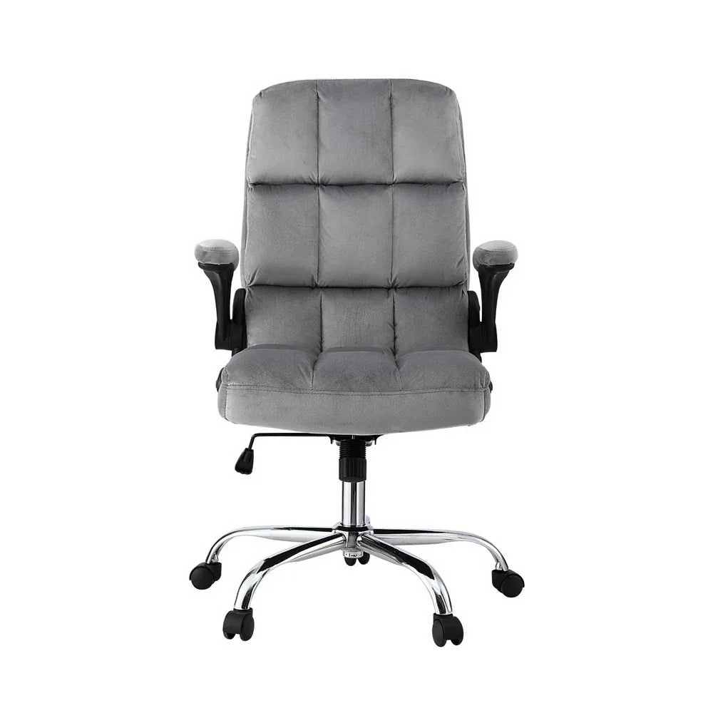 Artiss Office Chair Velvet Seat Racing Gaming Computer Desk Chairs Armrest Grey - Mekamart Australia