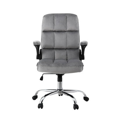 Artiss Office Chair Velvet Seat Racing Gaming Computer Desk Chairs Armrest Grey - Mekamart Australia