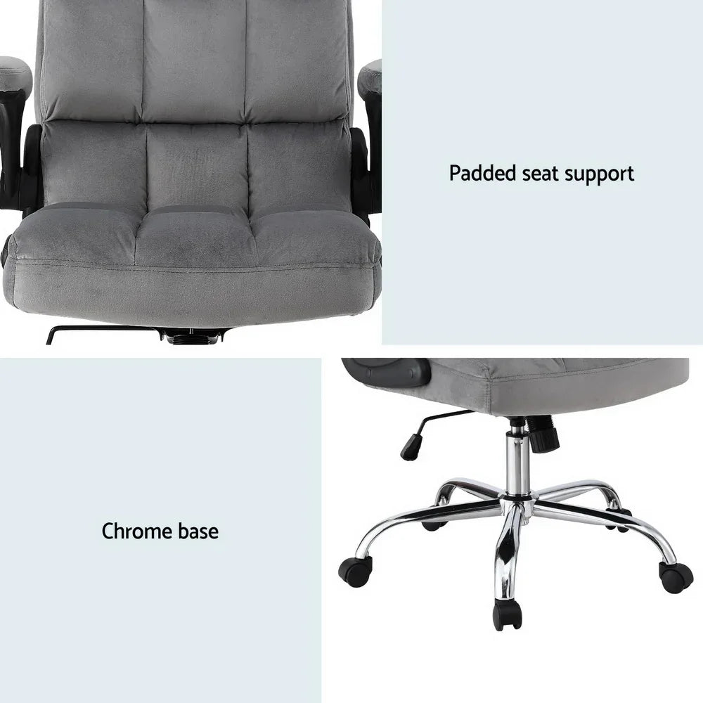 Artiss Office Chair Velvet Seat Racing Gaming Computer Desk Chairs Armrest Grey - Mekamart Australia